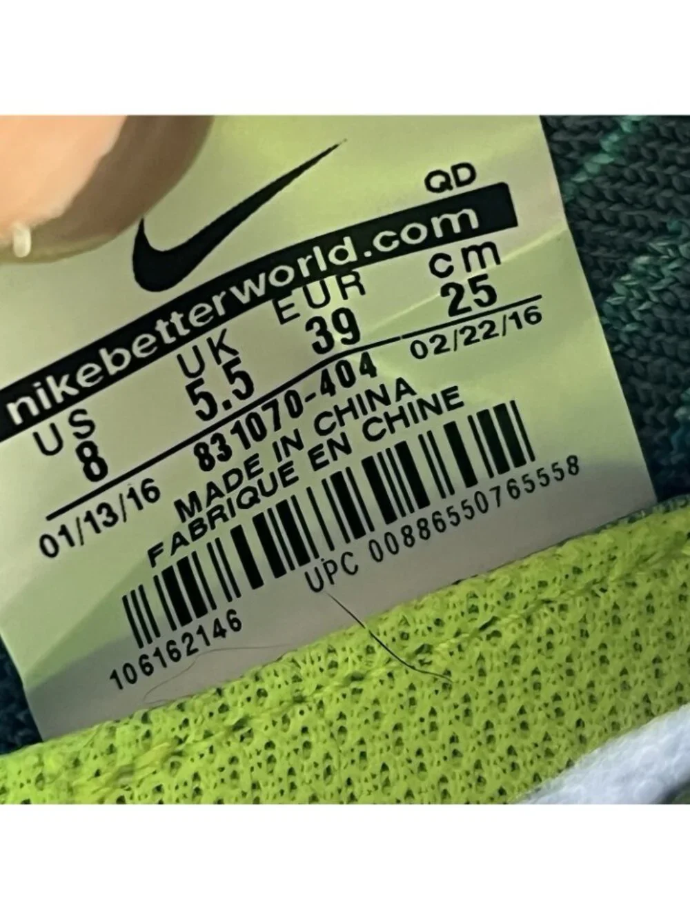 Nike Free RN Flyknit Women's Size 8 Running Shoes Ocean Fog Sneakers 831070-404